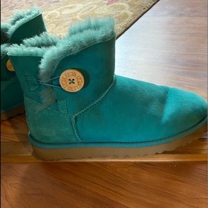 Ugg furry boots teal colored